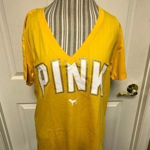 Victoria’s Secret Pink V Neck Graphic Tee Shirt